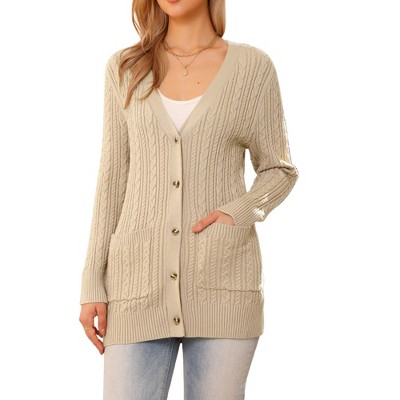 INSPIRE CHIC Women's Casual V Neck Long Sleeve Button Down with Pockets Cardigans