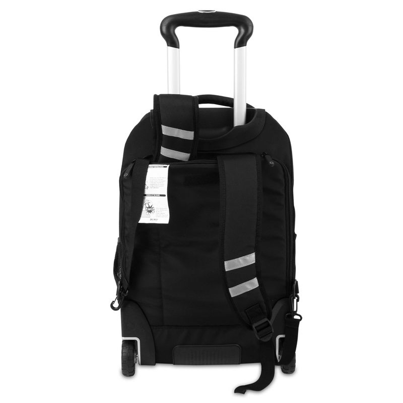 J World Dustin Rolling 13.5&#34; Backpack with Detachable Bag - Black: 840D Ballistic Nylon, Skate Wheels, Padded Shoulder Straps, 3 of 13