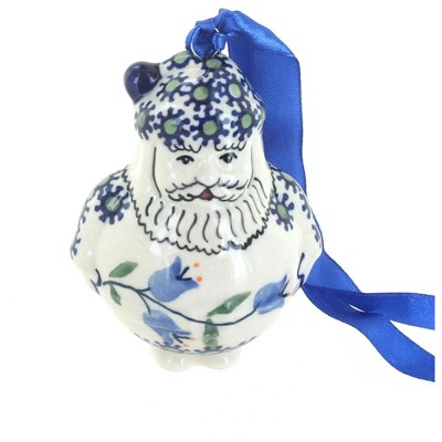 Blue Rose Polish Pottery Tulip Santa Ornament