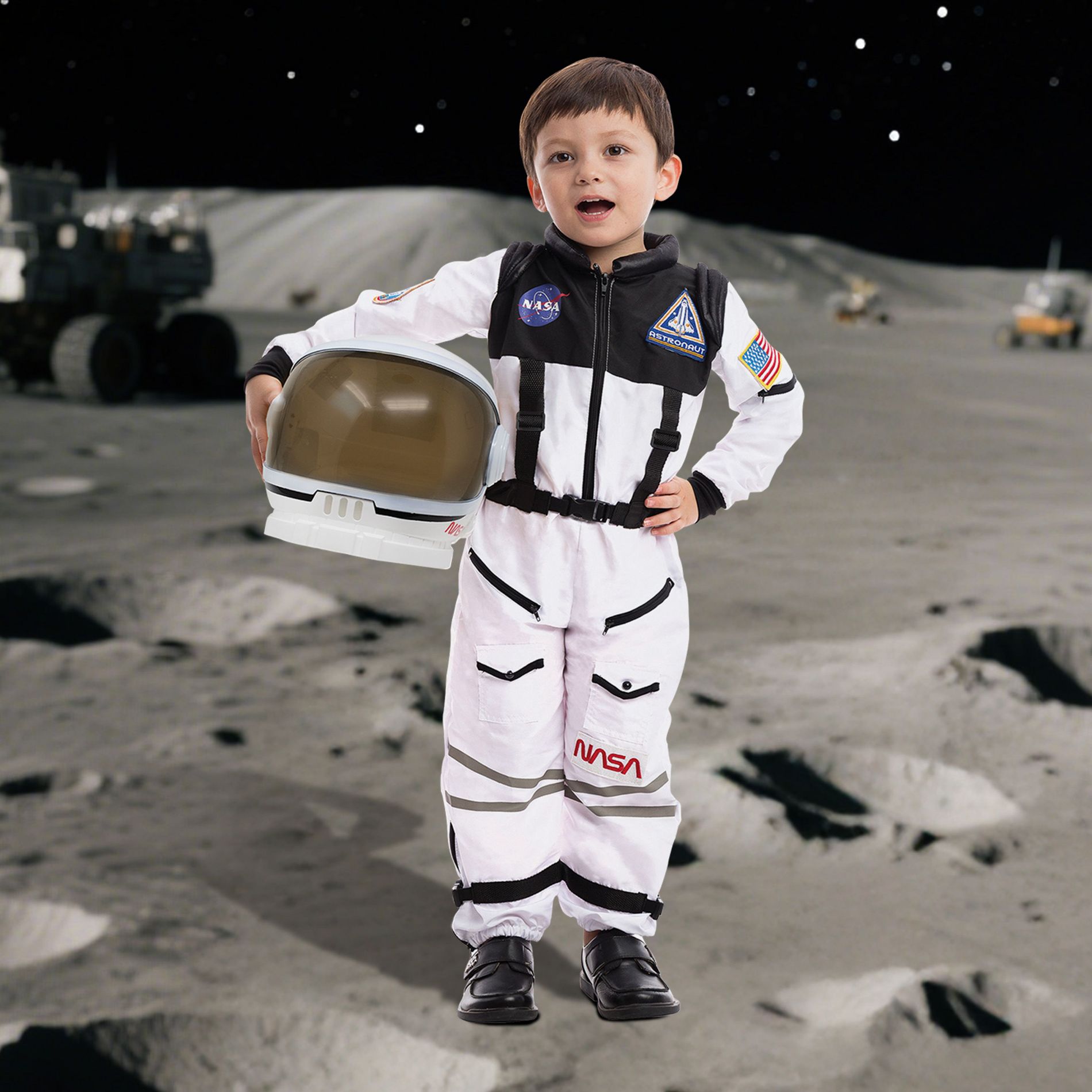 Joyfy Halloween Costume Kids Astronaut Costume with Movable Helmet – Realistic Space Suit for Halloween & Dress-Up