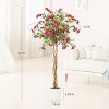 Artificial Bougainvillea Tree with Wood Trunk - Realistic Pink Bloom Faux Plant for All-Weather Indoor/Outdoor Decor - 2 of 4