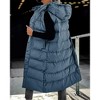Imily Bela Womens Long Puffer Vest Hooded Sleeveless Winter Coats Quilted Warm Zip Up Padded Outerwear - 3 of 4
