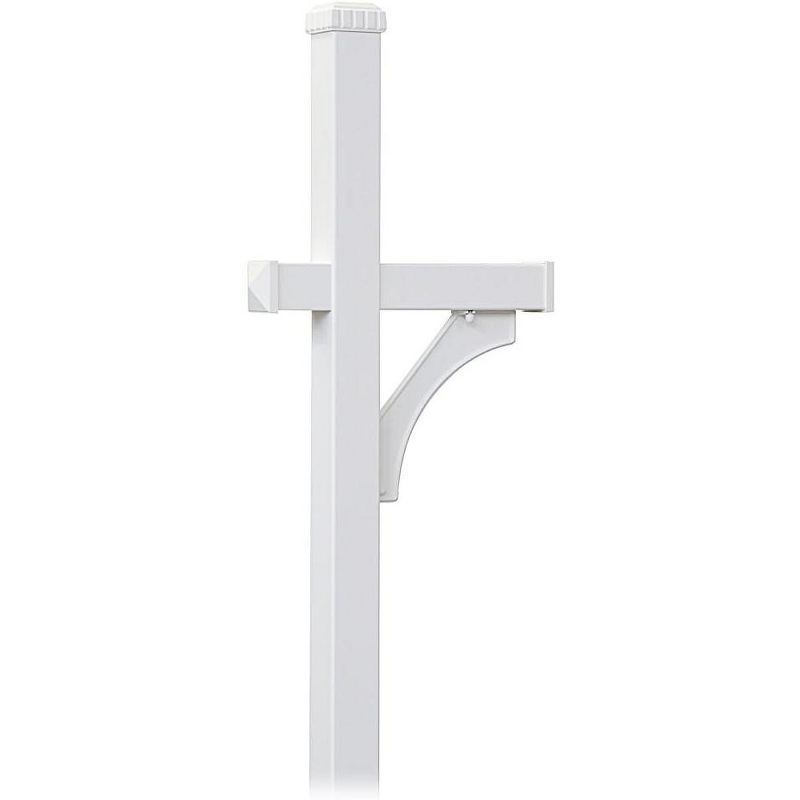 Salsbury Industries Deluxe Mailbox Post - 1 Sided - In-Ground Mounted - White, 1 of 2