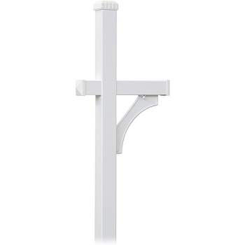 Salsbury Industries Deluxe Mailbox Post - 1 Sided - In-Ground Mounted - White
