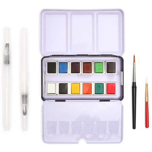 16 Piece Set Travel Size Watercolor Paint Mini Water Color Kit For Art And Crafts Painting Artworks Design Making Artists Students 12 Colors Target