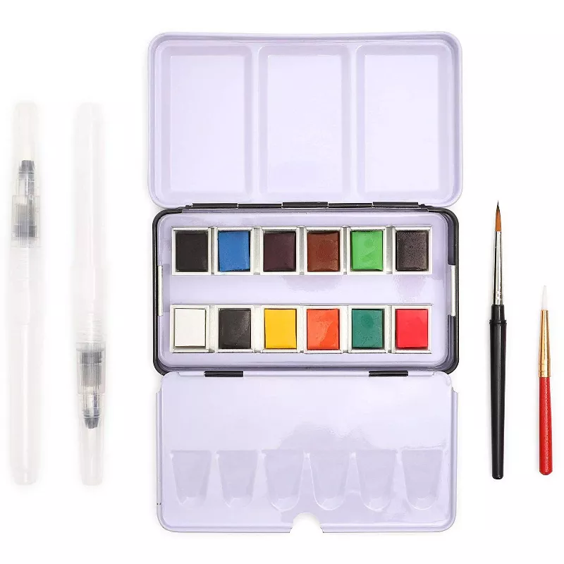 Buy 16 Piece Set Travel Size Watercolor Paint, Mini Water Color Kit For Art And Crafts Painting Artworks Design-Making, Artists Students, 12 Colors Online In Hungary. 81837065