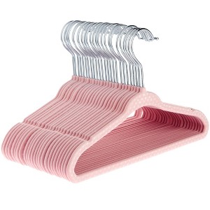 Juvale 50 Pack Pink Velvet Baby Clothes Hangers for Closet Storage, Children's Nursery, Kid's Closet, Slip-Resistant, 11 In - 1 of 4