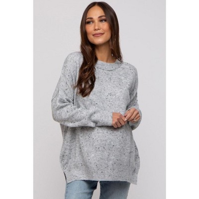 PinkBlush Grey Speckled Knit Maternity Sweater