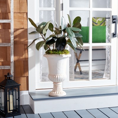 Paul Off-White Resin Urn Planter for Outdoor Spaces
