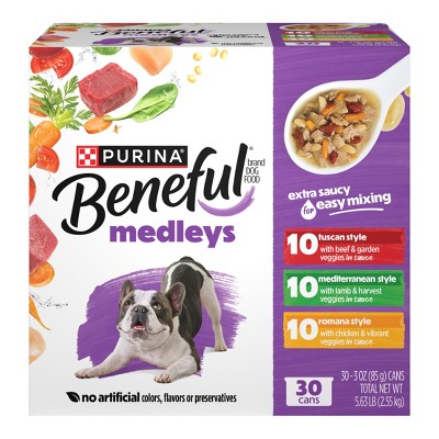 Purina Beneful Medleys Romana, Mediterranean & Tuscan Style with Chicken, Lamb and Beef Flavors Wet Dog Food - 3oz/30ct Variety Pack