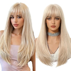 Jessie's Wig Cosplay Heat Resistant Long Synthetic Wigs Long Layered Blonde Synthetic Wig with Bangs for Women 24 Inch 1 Pc/Pack - 1 of 4