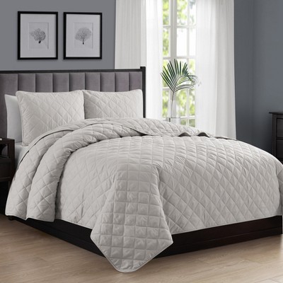 Navy King Reversible Microfiber Diamond Quilt Set