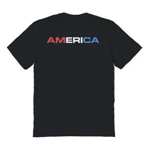 Rerun Island Men's America Bold Type Logo Red And Blue Americana 4Th Of July Short Sleeve Graphic Cotton T-Shirt - Black L - 1 of 4