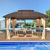 EROMMY 10' x 13' Gazebo, Hardtop Gazebo with Arc Galvanized Steel Double Roof - 3 of 4