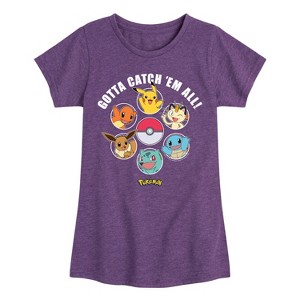 Girls' - Pokémon - Gotta Catch Em All Design Fitted Short Sleeve Graphic T-Shirt - 1 of 4