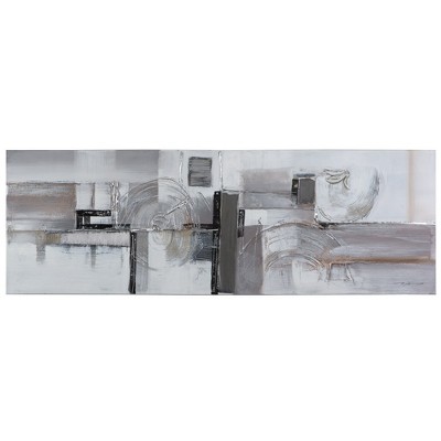 Serenity II Hand Painted Gray and Black Abstract Artwork