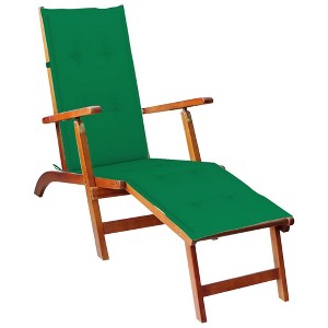 vidaXL Patio Deck Chair with Footrest and Cushion Solid Acacia Wood - 1 of 4