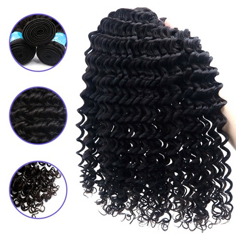 Unique Bargains Halloween 9a Brazilian Deep Curly Human Hair Extension Natural Black 14 1 Bundle Target