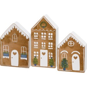 Primitives by Kathy Wooden Gingerbread Houses Figurines Chunky Sitter Set - 1 of 4