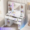 Makeup Vanity Desk with Mirror, RGB Lights & Power Strip - 3 of 4