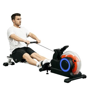 Soozier Foldable Rowing Machine, Water Row Machine with Wheels and LCD Monitor for Home Cardio Training - 1 of 4