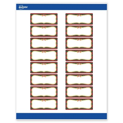 Avery Labels, 1" x 2-5/8", Gold-Red-Green Plaid, Matte, 160ct