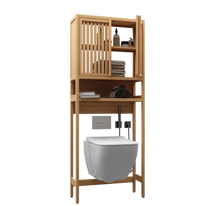 64.76" Tall Bamboo Toilet Storage Rack with 1 Open Shelves and 2 Doors for Bathroom/Laundry Room, Natural 4A - ModernLuxe, 4 of 10