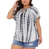 Agnes Orinda Women's Plus Size Tie V Neck Ruffle Short Sleeve Tie Dye Casual Blouse - 2 of 4