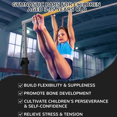 Adjustable Black and Yellow Steel Gymnastics Bar for Kids