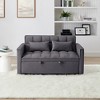 54.33'' Velvet Foldable Sofa Bed with Adjustable Back and 2 Soft Pillows, 3-Position Convertible Sofa for Living Room - 3 of 4