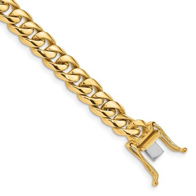 Black Bow Jewelry Men's 14k Yellow Gold, 7.25mm Rounded Curb Chain Bracelet, 8 Inch