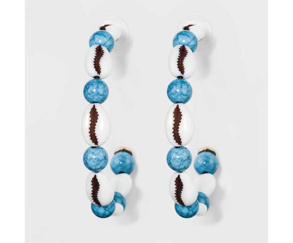 SUGARFIX by BaubleBar Shells Beaded Hoop Earrings - Aqua