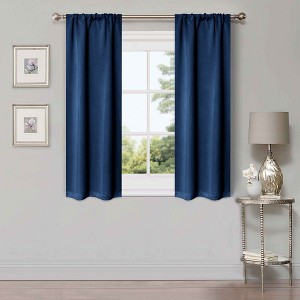 Classic Modern Solid Room Darkening Semi-Blackout Curtains, Rod Pocket, Set of 2 by Blue Nile Mills - 1 of 4