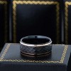 Jewelry Avalanche Black Hammered Center Rose Gold IP Stepped Tungsten Carbide Wedding Band, Comfort-fit, 8mm - 3 of 4