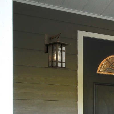Matte Bronze 16" Arlington Creek Outdoor Wall Lantern with Seedy Glass