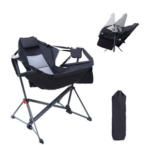 Hammock Camping Chair with Stand, High Back Swing Rocker, Folding Design, Cup Holder & Side Pocket, Heavy Duty for Outdoor Use - 1 of 4