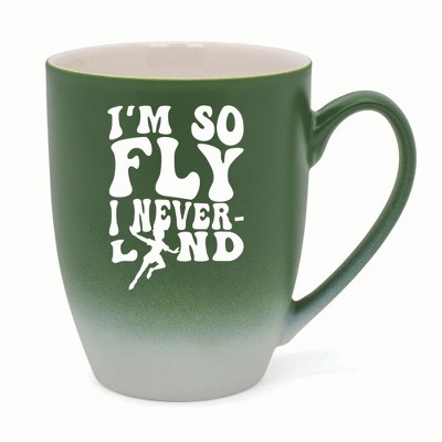 Elanze Designs I'm So Fly I Neverland Two Toned Ombre Matte 10 ounce New Bone China Coffee Tea Cup Mug, Green and White