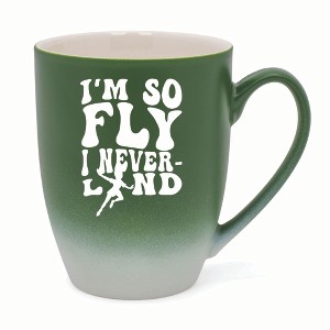Elanze Designs I'm So Fly I Neverland Two Toned Ombre Matte 10 ounce New Bone China Coffee Tea Cup Mug, Green and White - 1 of 4