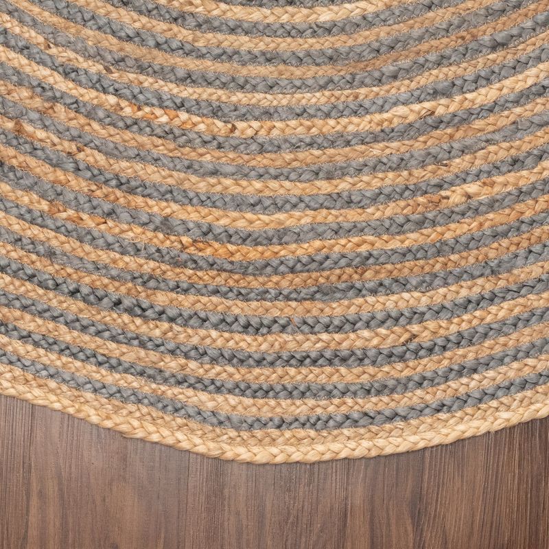 Modern Coastal Classic Braided Jute Round Handwoven High-Traffic Eclectic Rustic Transitional Casual Indoor Area Rug by Blue Nile Mills, 3 of 10