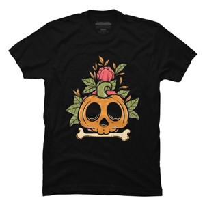 Men's Design By Humans Halloween with Rose Illustration By rukurustudio T-Shirt - 1 of 2