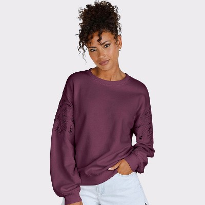 Women's Crochet Detail Sweatshirt - LASCANA
