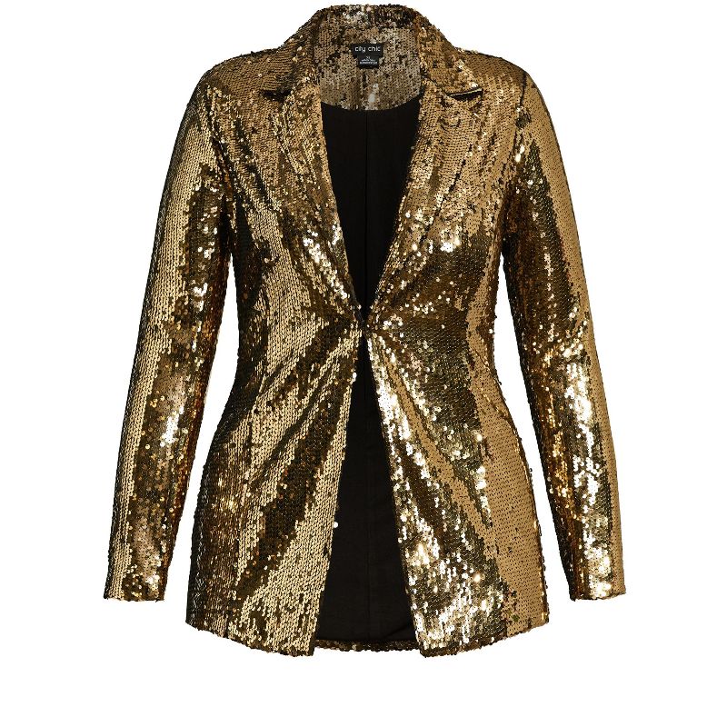 Women's Plus Size Sequin Seduction Jacket - bronze | CITY CHIC, 4 of 6