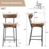 27" Boucle Bar Stools Set of 2, Modern Upholstered Counter Height Bar Chairs with Backrest, Metal Frame Kitchen Island Chairs, Brown - 2 of 4
