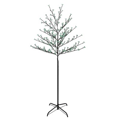 Northlight 6' Pre-Lit Cherry Blossom Flower Artificial Tree - Green LED Lights