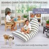 Butterfly Craze Bean Bag Chair Cover, Functional Toy Organizer, Fill with Stuffed Animals - Stuffing Not Included, Grey Stripes - 2 of 4