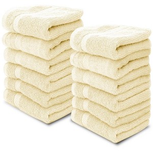 White Classic Luxury 100% Cotton Washcloths Set of 12 - 13x13" - 1 of 4