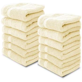 White Classic Luxury 100% Cotton 8 Piece Towel Set - 4X Washcloths, 2x Hand, and 2x Bath Towels - Gray-White