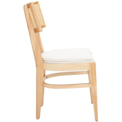 Natural Wood and Cane Upholstered Side Chair