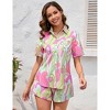 Clearlove Women's 2 Piece Outfits Short Sleeve Button Down Shirts Top High Waist Shorts Set Tracksuit - 3 of 4