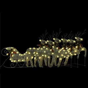 vidaXL Reindeer And Sleigh Christmas Decoration Set of 6 Gold - 1 of 4